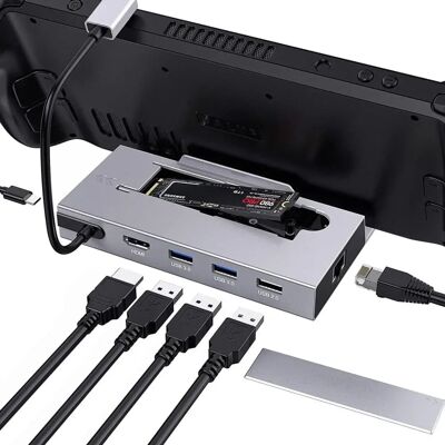 NÖRDIC Steam Deck Telakointiasema - 4K60Hz HDMI, M.2 SSD, 100W USB-C, Ethernet NÖRDIC Steam Deck Telakointiasema - 4K60Hz HDMI, M.2 SSD, 100W USB-C, Ethernet