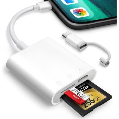 NÖRDIC USB-C, Lightning -kortinlukija - SD, MicroSD - 30W PD NÖRDIC USB-C, Lightning -kortinlukija - SD, MicroSD - 30W PD