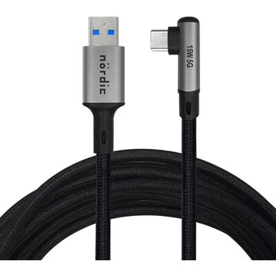 NÖRDIC VR Link kaapeli 5m USB3.2 Gen1 USB-C to A 5Gbps nopea lataus Oculus Quest 2 NÖRDIC VR Link kaapeli 5m USB3.2 Gen1 USB-C to A 5Gbps nopea lataus Oculus Quest 2