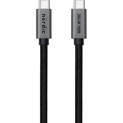 NÖRDIC Nylon Flaxed USB-C to C - 3m - USB 3.2 Gen2 SuperSpeed 10Gbps NÖRDIC Nylon Flaxed USB-C to C - 3m - USB 3.2 Gen2 SuperSpeed 10Gbps