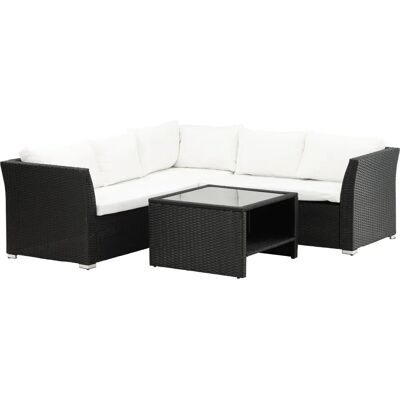 Venture Design Haiti Loungeset - Schwarz, Weiße Kissen - Lounge-Set Venture Design Haiti Loungeset - Schwarz, Weiße Kissen - Lounge-Set
