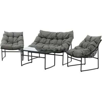 Venture Home Tina Utendørs Sofa Sett - Svart, Glassbord, 4 Seter Venture Home Tina Utendørs Sofa Sett - Svart, Glassbord, 4 Seter
