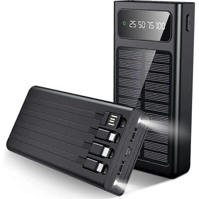 SiGN Solar Powerbank mit Integrierten Kabeln - 20000mAh - Powerbank SiGN Solar Powerbank mit Integrierten Kabeln - 20000mAh - Powerbank
