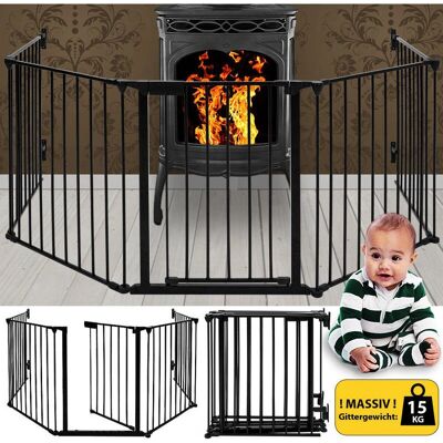 Skecten - barrera de 5 piezas - negro - metal - ajustable en altura - barrera para chimenea Skecten - barrera de 5 piezas - negro - metal - ajustable en altura - barrera para chimenea