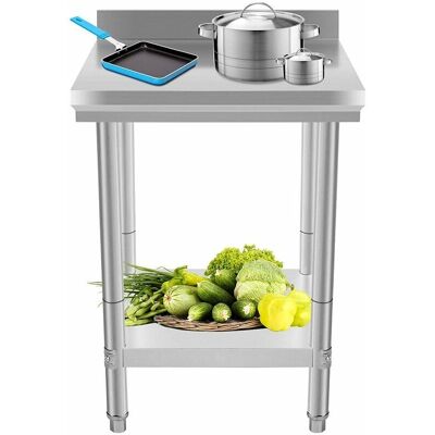 SKECTEN - Mesa de acero inoxidable - 2 niveles - Mesa de trabajo SKECTEN - Mesa de acero inoxidable - 2 niveles - Mesa de trabajo