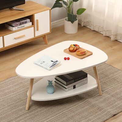 SKECTEN Mesa de centro escandinava - Blanco - 90x60 cm SKECTEN Mesa de centro escandinava - Blanco - 90x60 cm
