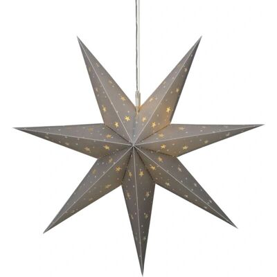 Gwiazda LED zewnętrzna Alice - wisząca - 7-kątna - 12 ciepłe białe LED - D:60cm - Bateria - Timer - Srebro Gwiazda LED zewnętrzna Alice - wisząca - 7-kątna - 12 ciepłe białe LED - D:60cm - Bateria - Timer - Srebro