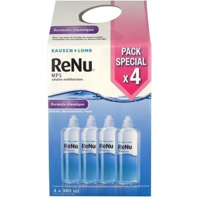 Solution multifonction pour lentilles Bausch & Lomb Renu MPS - 4x360ml - Publicité Solution multifonction pour lentilles Bausch & Lomb Renu MPS - 4x360ml - Publicité