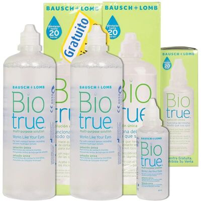 Bausch & Lomb Biotrue 2x300ml + 60ml Solución para lentes Bausch & Lomb Biotrue 2x300ml + 60ml Solución para lentes