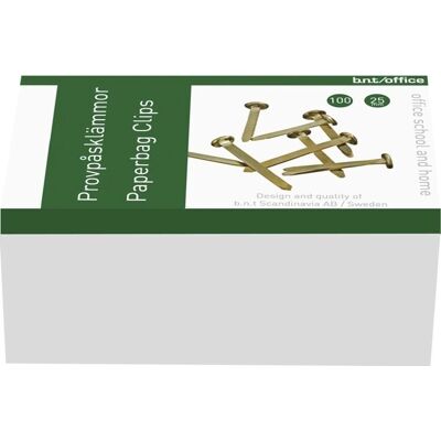 B.N.T. Paperbinders 25mm kultainen 100 kpl - Sidoskappaleet B.N.T. Paperbinders 25mm kultainen 100 kpl - Sidoskappaleet
