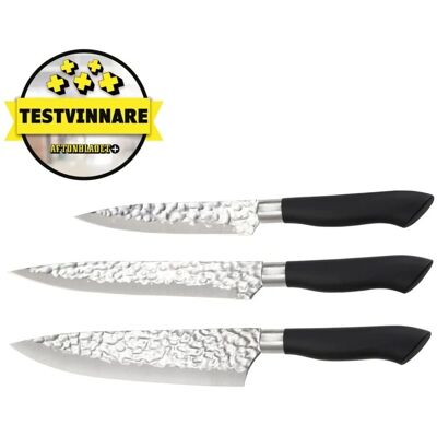 Dorre Akira Kokkensett - Svart Håndtak, 3 Kniver - Kjøkken & Profesjonell Dorre Akira Kokkensett - Svart Håndtak, 3 Kniver - Kjøkken & Profesjonell