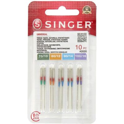 Aiguilles universelles Singer - Tailles 70/80/90/100 - Pack de 10 - Publicité Aiguilles universelles Singer - Tailles 70/80/90/100 - Pack de 10 - Publicité