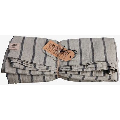 Lovely Linen - Stripe Duk - Sort - 145X380 - Linned Lovely Linen - Stripe Duk - Sort - 145X380 - Linned