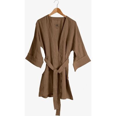 Lovely Linen - Lang kimono - Brun - Kvinde Kimono 38/40 Lovely Linen - Lang kimono - Brun - Kvinde Kimono 38/40