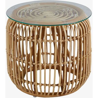 Brafab Vallda Beistelltisch - 49cm Durchmesser, Natürlicher Rattan, Glasplatte Brafab Vallda Beistelltisch - 49cm Durchmesser, Natürlicher Rattan, Glasplatte