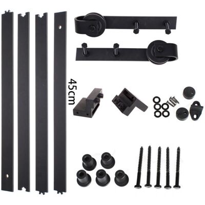 STOEX - 1.8M - Acero al carbono - Negro - Kit de herrajes para puertas correderas STOEX - 1.8M - Acero al carbono - Negro - Kit de herrajes para puertas correderas