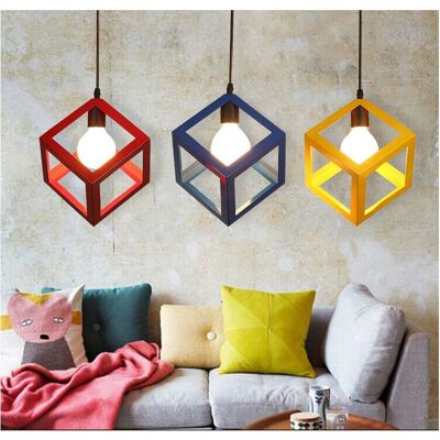 STOEX Red Cube Shape Pendant Light - Ceiling Lamp STOEX Red Cube Shape Pendant Light - Ceiling Lamp