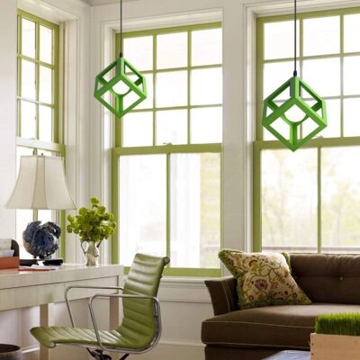 Lámpara de Techo Colgante Moderna y Colorida STOEX Verde Forma Cubo - Pendant Light Lámpara de Techo Colgante Moderna y Colorida STOEX Verde Forma Cubo - Pendant Light
