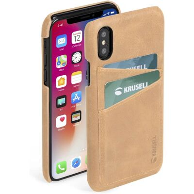 Custodia Krusell Sunne 2 Card - Cover vintage in pelle per iPhone XS Max - Beige Custodia Krusell Sunne 2 Card - Cover vintage in pelle per iPhone XS Max - Beige