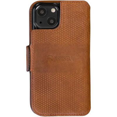 Krusell iPhone 13 Mini Nahkainen Lompakko Cognac - Puhelimen Kuori Krusell iPhone 13 Mini Nahkainen Lompakko Cognac - Puhelimen Kuori