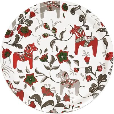 Arvidssons Textil Leksand rund serveringsfat - Dalahästar Arvidssons Textil Leksand rund serveringsfat - Dalahästar