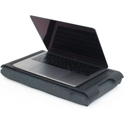 Bosign Mini Laptray svart plast med antiskli-belegg og grå pute Bosign Mini Laptray svart plast med antiskli-belegg og grå pute