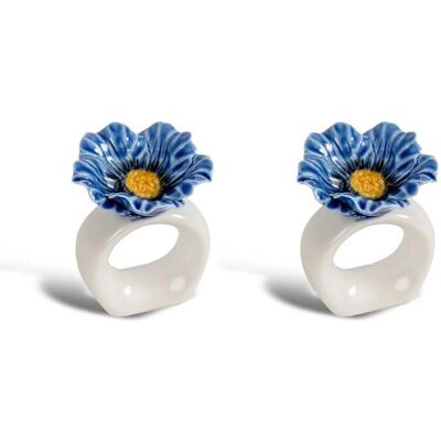 Byon Poppy 2-pack Blå Porcelæn Servietringe - Serviettrings Byon Poppy 2-pack Blå Porcelæn Servietringe - Serviettrings