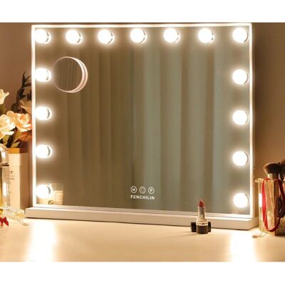 Miroir de Maquillage Hollywood Fenchilin - LED réglable, USB, 80x58cm - Maquillage & Coiffeuse - Publicité Miroir de Maquillage Hollywood Fenchilin - LED réglable, USB, 80x58cm - Maquillage & Coiffeuse - Publicité