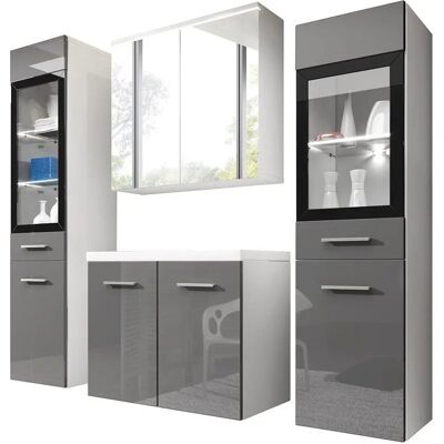 BRATEX - MADRID II - Blanco Gris Brillo - Bathroom Cabinet Set BRATEX - MADRID II - Blanco Gris Brillo - Bathroom Cabinet Set