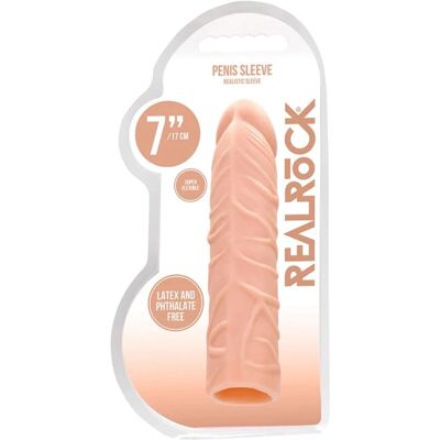 Gaine à Pénis Realrock 17x4cm - Texturée, TPE Doux Gaine à Pénis Realrock 17x4cm - Texturée, TPE Doux