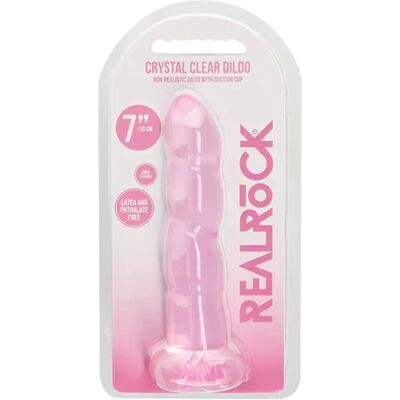 RealRock Crystal Clear Rose 17cm Godemichet à Ventouse - Flexible, Sûr RealRock Crystal Clear Rose 17cm Godemichet à Ventouse - Flexible, Sûr