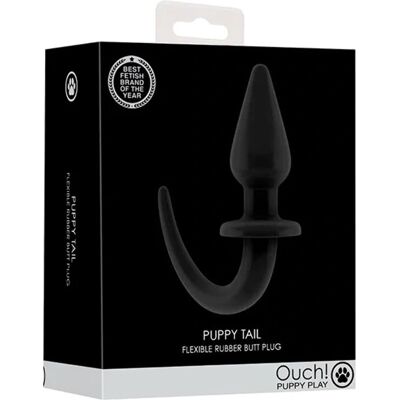 Ouch! Puppy Play Musta Anaali Tappi - Joustava TPE, 9x4cm Ouch! Puppy Play Musta Anaali Tappi - Joustava TPE, 9x4cm