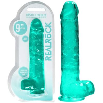 Realrock Turquoise 25cm Dildo réaliste avec testicules Realrock Turquoise 25cm Dildo réaliste avec testicules