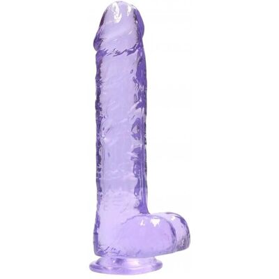 Dildo transparent et violet RealRock Crystal Clear avec testicules - 25,4 cm Dildo transparent et violet RealRock Crystal Clear avec testicules - 25,4 cm