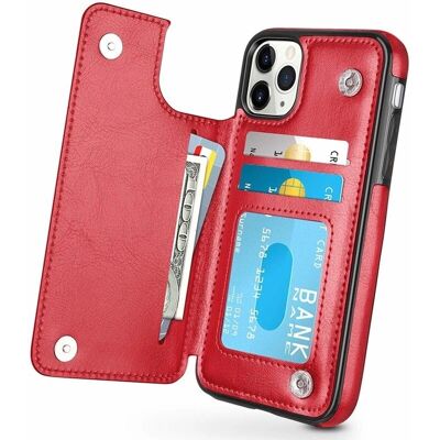 ShieldCase - iPhone 12 Pro - Rood - Leer - Portemonnee Hoes ShieldCase - iPhone 12 Pro - Rood - Leer - Portemonnee Hoes