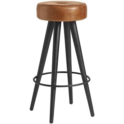 Netfurniture Tanu Tabouret - Structure en Métal Noir - Cuir Bruciato - Publicité Netfurniture Tanu Tabouret - Structure en Métal Noir - Cuir Bruciato - Publicité