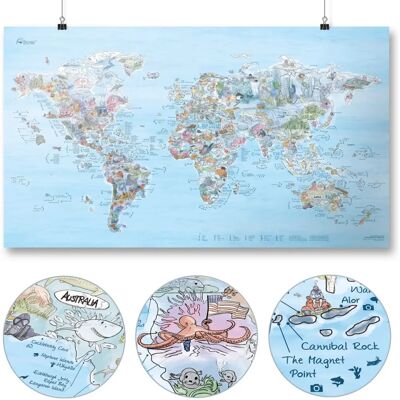 Awesome Maps - Mapa de buceo - Reutilizable - Azul Awesome Maps - Mapa de buceo - Reutilizable - Azul