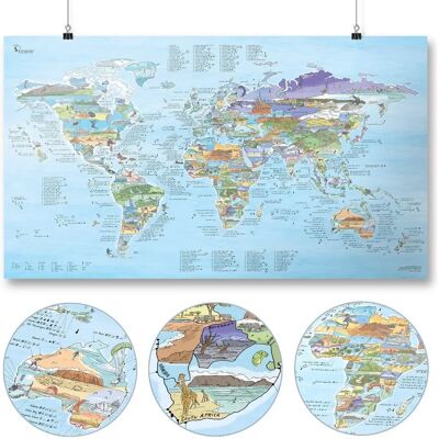 Mappa Kitesurf Awesome Maps - Mondo, 97,5x56 cm Mappa Kitesurf Awesome Maps - Mondo, 97,5x56 cm