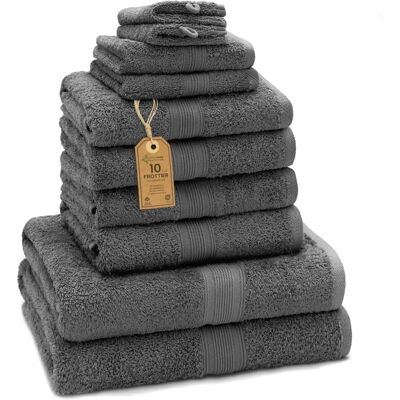 Ensemble de serviettes en coton anthracite NatureMark - Serviettes de bain et de main - Publicité Ensemble de serviettes en coton anthracite NatureMark - Serviettes de bain et de main - Publicité