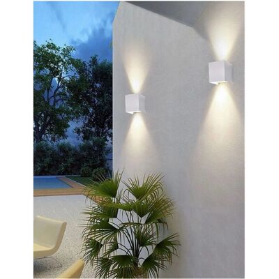 Trade Shop - Doppel-LED-Wandleuchte - 12W, IP55, Verstellbar, Weiß Trade Shop - Doppel-LED-Wandleuchte - 12W, IP55, Verstellbar, Weiß