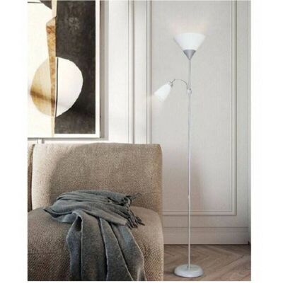 Trade Shop Traesio - Lampada da terra - 180cm, 2 bracci, paralumi regolabili - Argento Trade Shop Traesio - Lampada da terra - 180cm, 2 bracci, paralumi regolabili - Argento