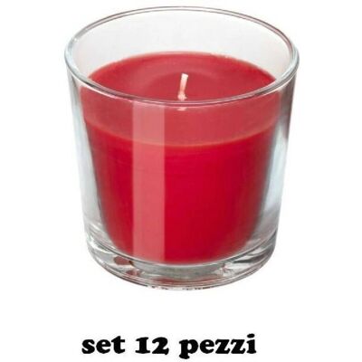 TRADE SHOP TRAESIO - Set 12 Candele Rosse Fragranza Fragola - Velas TRADE SHOP TRAESIO - Set 12 Candele Rosse Fragranza Fragola - Velas