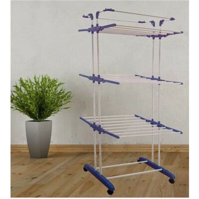 Secador de ropa vertical Trade Shop Traesio - 3 estantes Plegable con Ruedas Secador de ropa vertical Trade Shop Traesio - 3 estantes Plegable con Ruedas