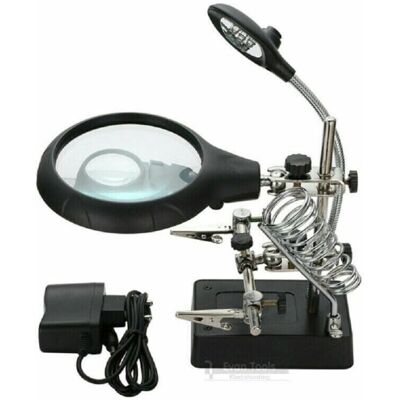 Lente de aumento Shop Trade con soporte para soldar - 90mm, luces LED Lente de aumento Shop Trade con soporte para soldar - 90mm, luces LED