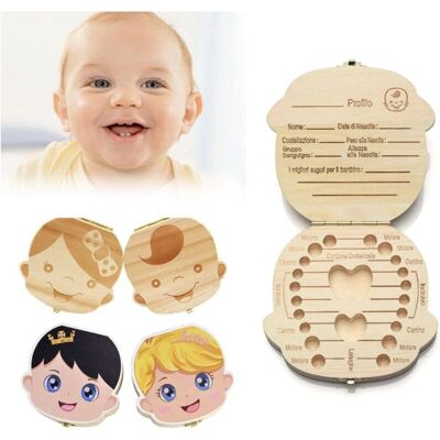 Trade Shop Caja de recuerdos para bebé - Caja de dientes en madera para niña Trade Shop Caja de recuerdos para bebé - Caja de dientes en madera para niña
