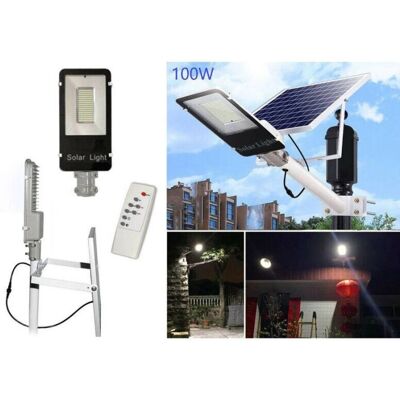 Trade Shop Faro Lampione LED Stradale 100W Pannello Solare & Supporto Trade Shop Faro Lampione LED Stradale 100W Pannello Solare & Supporto