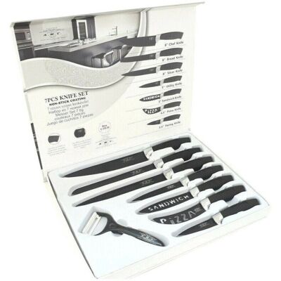 Trade Shop Juego de 7 + 1 Cuchillos Cocina - Negro Trade Shop Juego de 7 + 1 Cuchillos Cocina - Negro