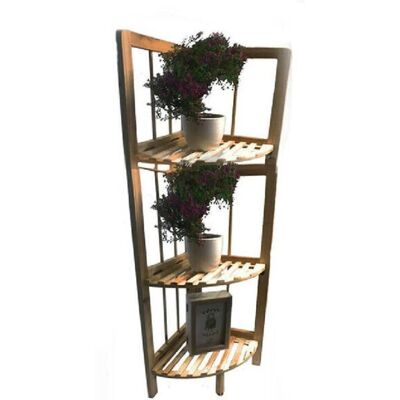 Trade Shop Traesio - Estantería Esquinera 3 Repisas Madera - Porta Plantas Plegable Trade Shop Traesio - Estantería Esquinera 3 Repisas Madera - Porta Plantas Plegable