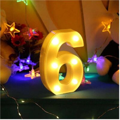 Trade Shop Traesio - Numero 6 Luminoso Bianco a Led - Bianco - 16x3 cm - Decorazione luminosa a LED Trade Shop Traesio - Numero 6 Luminoso Bianco a Led - Bianco - 16x3 cm - Decorazione luminosa a LED