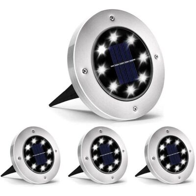 Trade Shop - Solar-Gartenstrahler 4er-Pack - LED, Grau Trade Shop - Solar-Gartenstrahler 4er-Pack - LED, Grau
